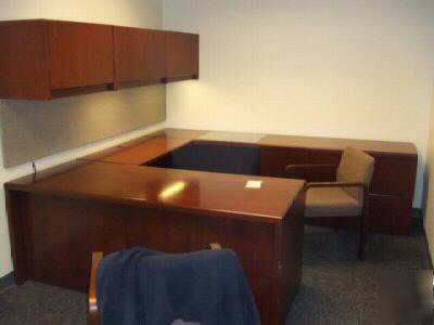 Cherry Wood Desks on 10  Kimball Cherry Wood Desks Offices U Shape