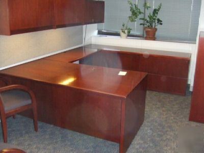 Cherry Wood Desks on 10  Kimball Cherry Wood Desks Offices U Shape